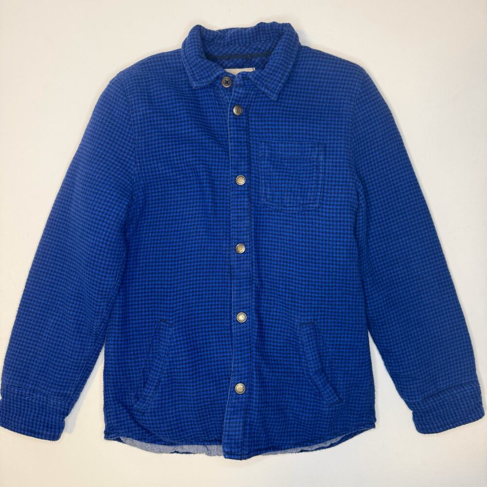 Mini Boden Blue Houndstooth Shirt Jacket Kids 9-10Y